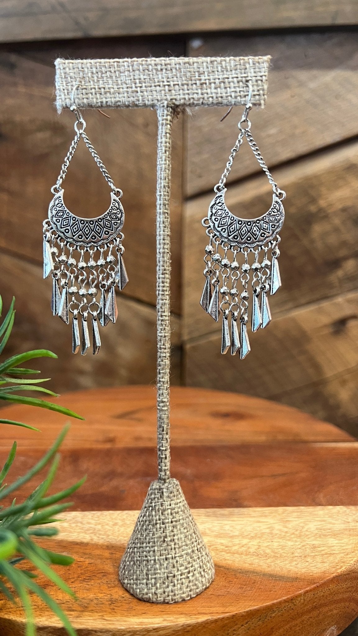 Silver Boho Chandelier Earrings - Rebecca James Clothing