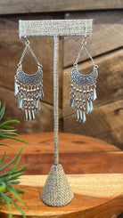Silver Boho Chandelier Earrings - Rebecca James Clothing