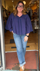 Slouchy Medium Wash Cuffed Barrel Jeans - Rebecca James Clothing