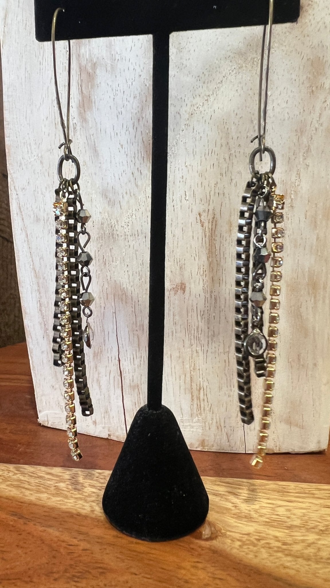 Sparkly Festive Chain Drop Earrings - Rebecca James Clothing