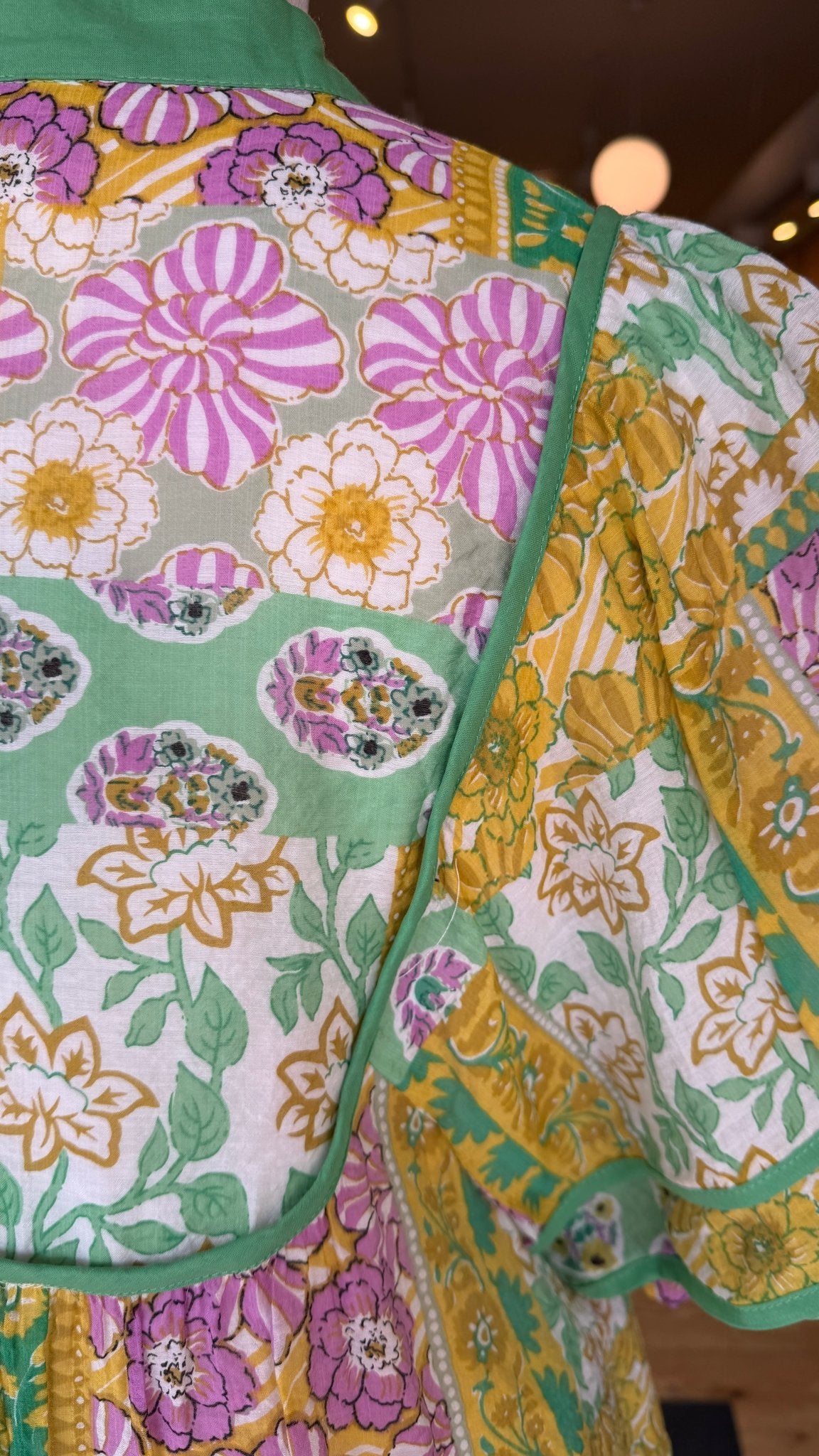 Spring Fields Mixed Floral Print Puff Sleeve Top - Rebecca James Clothing