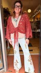 Summer Crochet Cotton Wrap in Rust - Rebecca James Clothing
