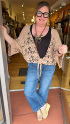 Summer Crochet Cotton Wrap in Tan - Rebecca James Clothing