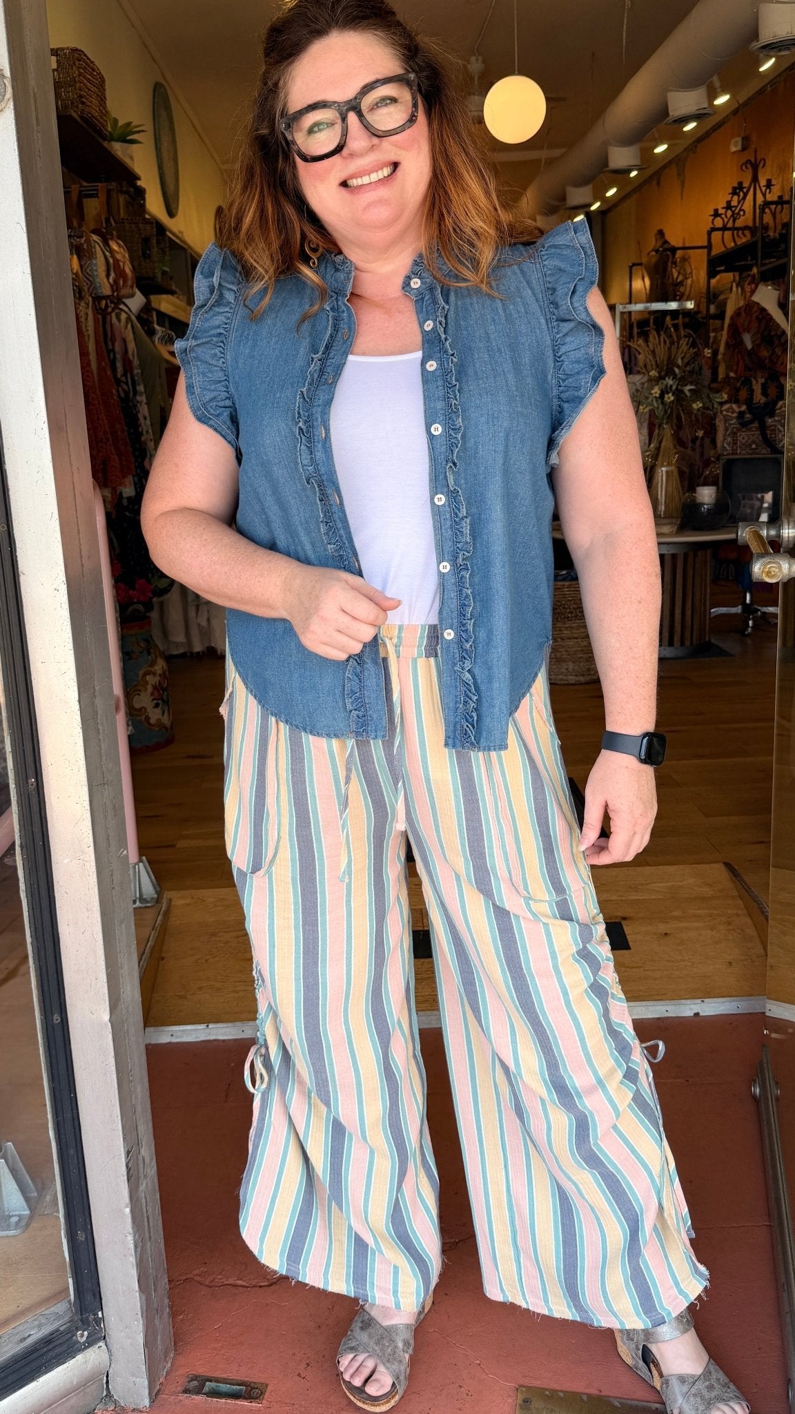 Summer Fun Flowy Striped Pants - Rebecca James Clothing