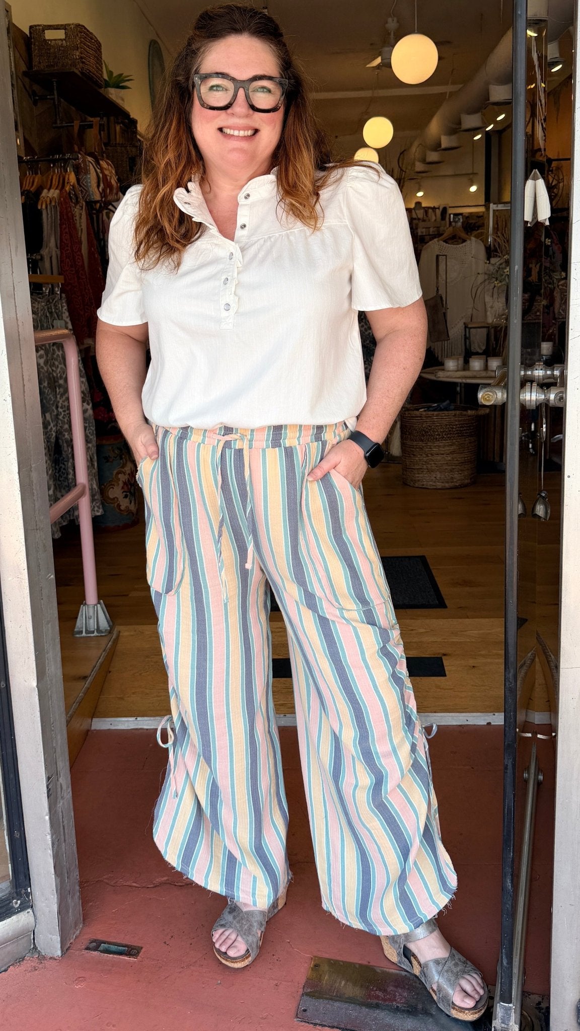 Summer Fun Flowy Striped Pants - Rebecca James Clothing