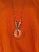 Sunset Orange Oversized Flowy Top - Bonus Statement Necklace Included - Rebecca James Clothing