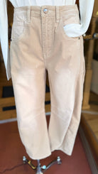 Tan Stretch Corduroy Barrel Pants - Rebecca James Clothing