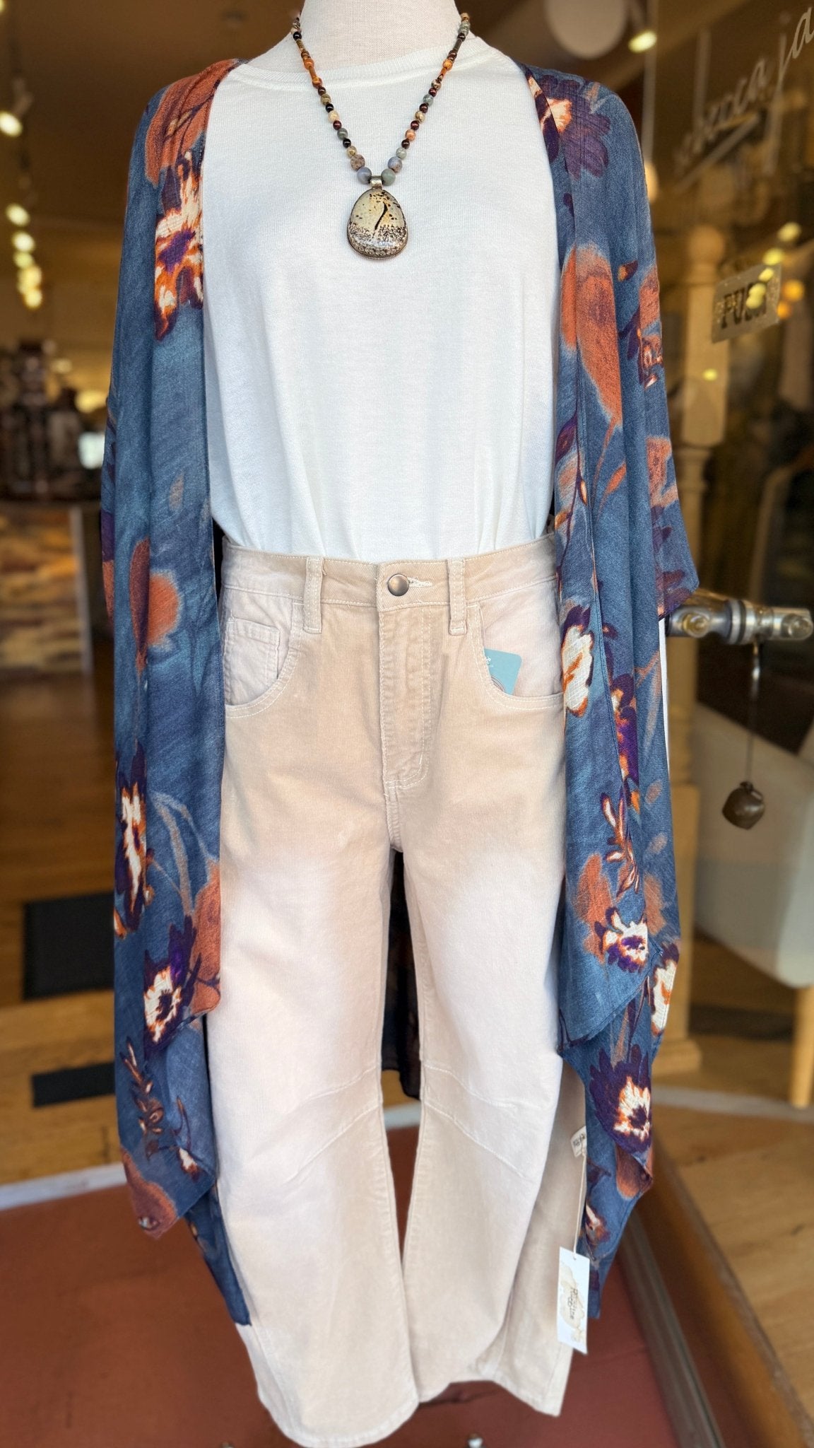Tan Stretch Corduroy Barrel Pants - Rebecca James Clothing
