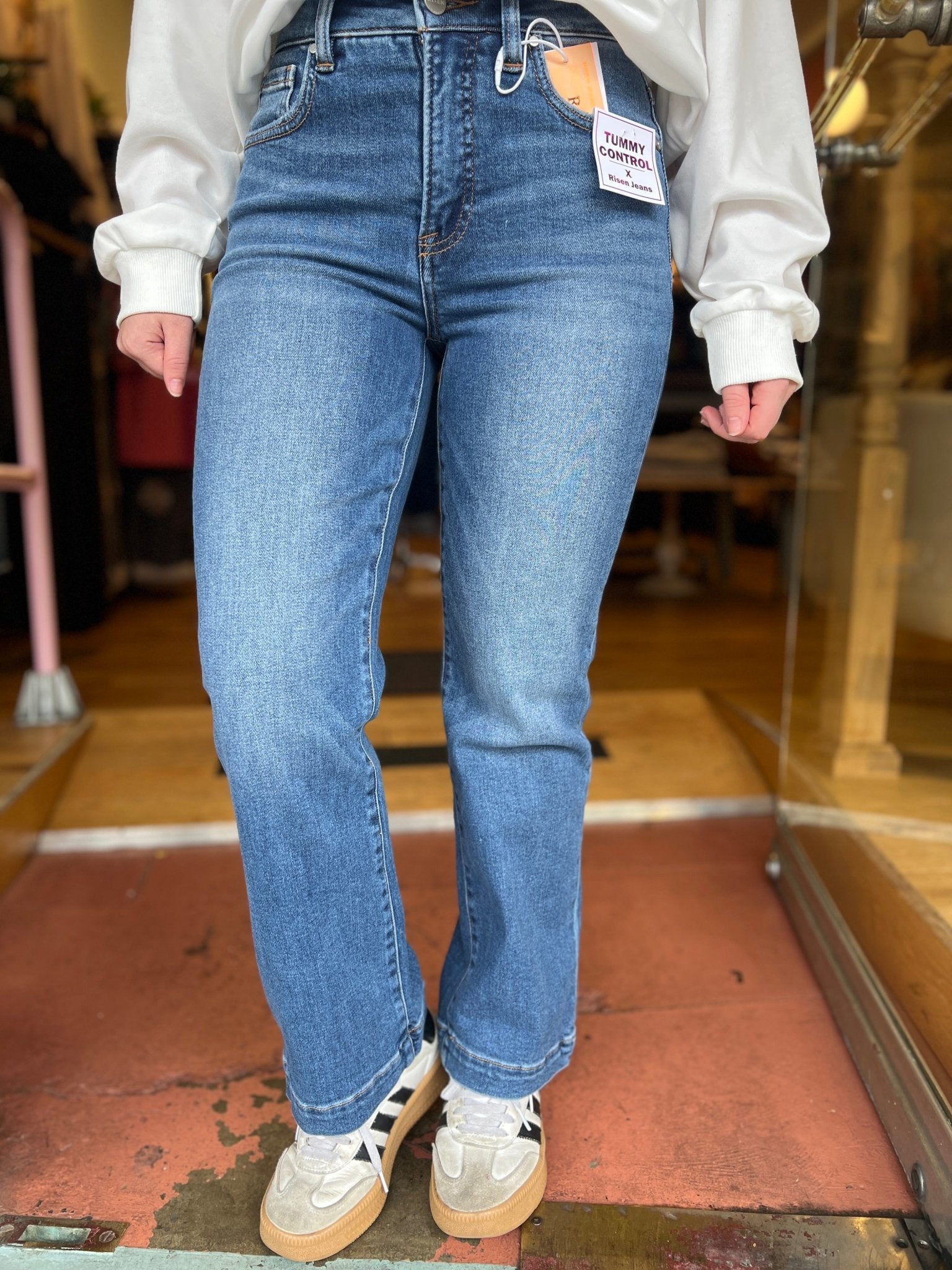 The Everyday Medium Wash High Rise Straight Jeans - Rebecca James Clothing