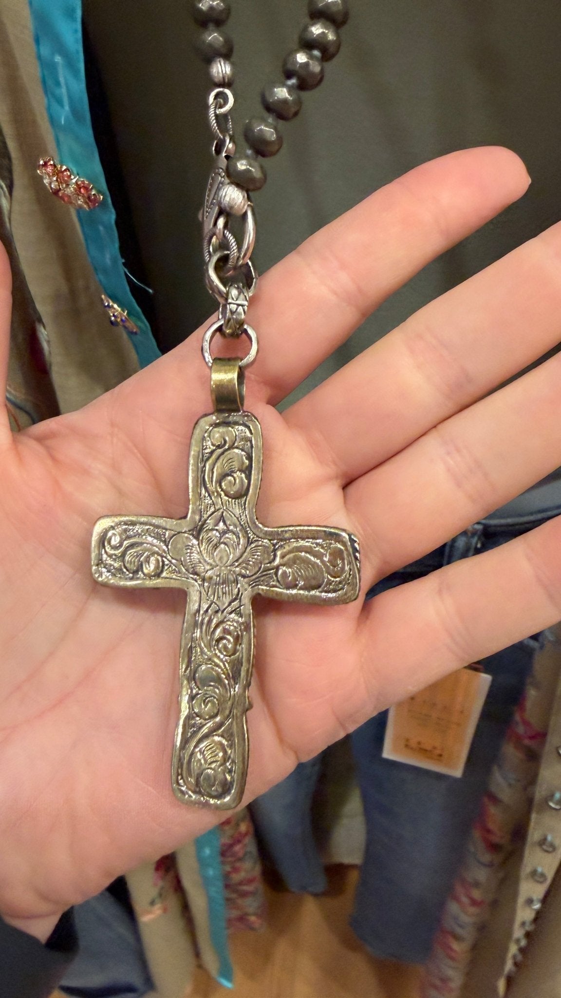 Tibetan Lapis Cross Pendant Beaded Necklace - Rebecca James Clothing