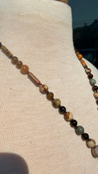 Tibetan Silver & Fawn Jasper Pendant with Handknotted Necklace by RJC - Rebecca James Clothing