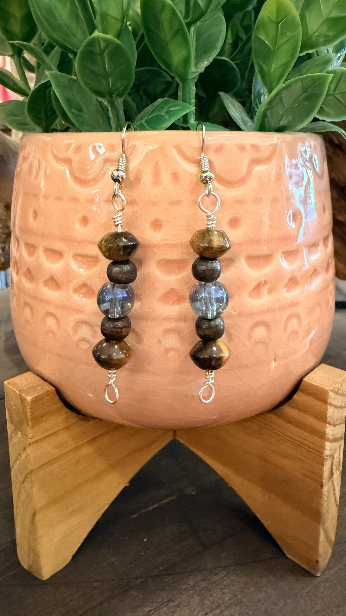 Tigers Eye Beaded Earrings by RJC - Rebecca James Clothing