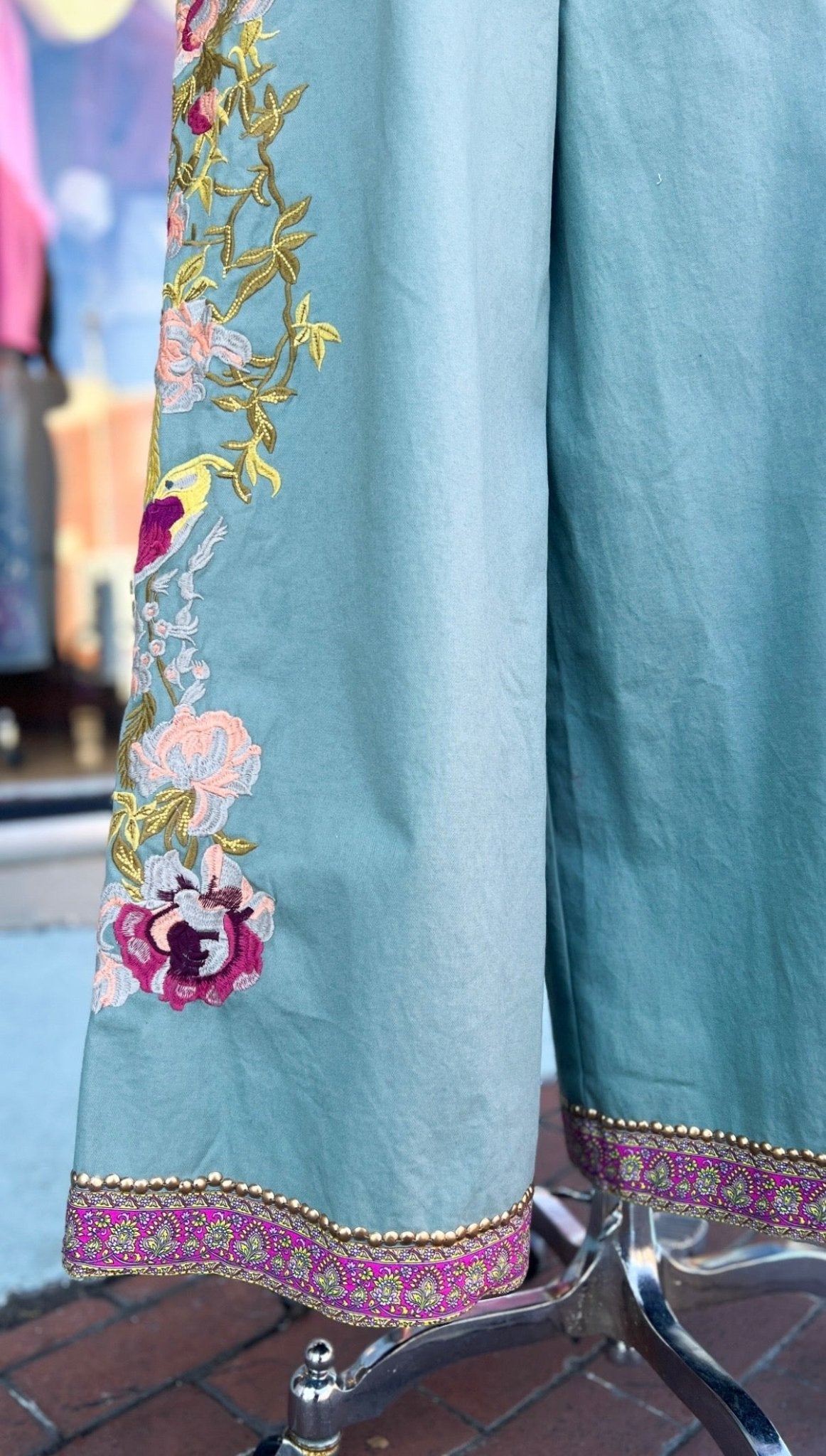 Time to Shine Embroidered Pants by Aratta - Rebecca James Clothing