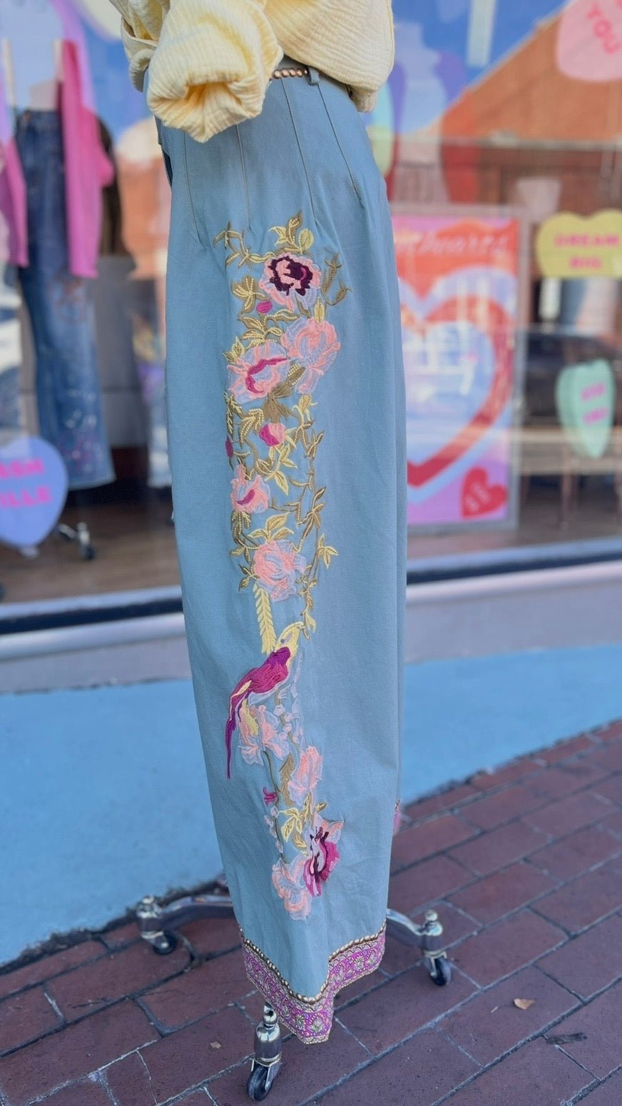 Time to Shine Embroidered Pants by Aratta - Rebecca James Clothing
