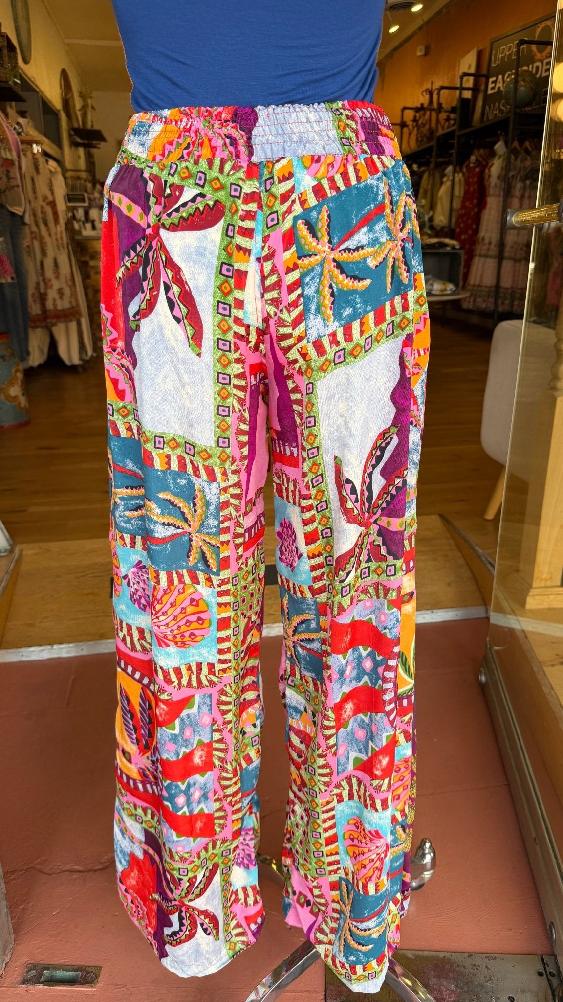 Tropical Escape Colorful Print Faux Wrap Pants - Rebecca James Clothing