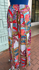 Tropical Escape Colorful Print Faux Wrap Pants - Rebecca James Clothing