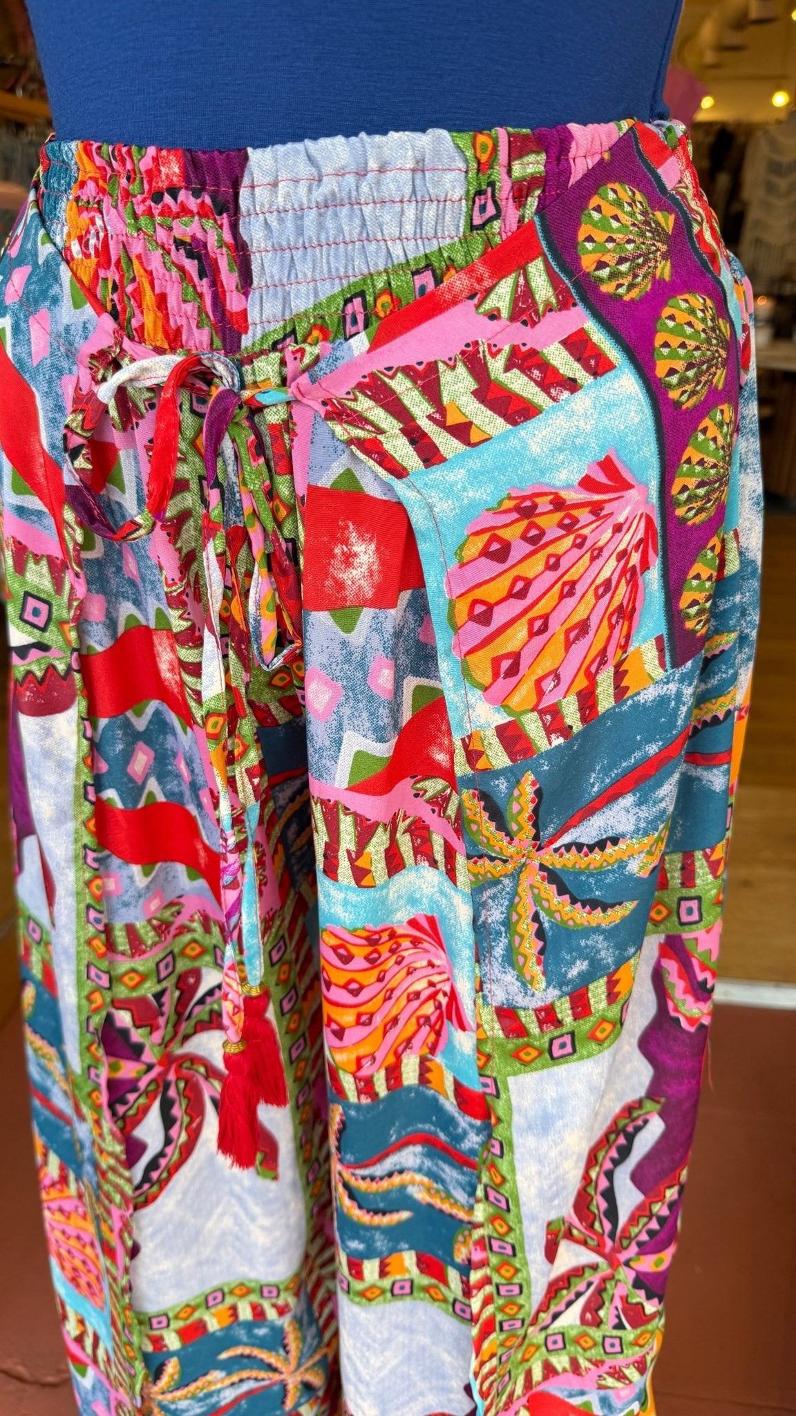 Tropical Escape Colorful Print Faux Wrap Pants - Rebecca James Clothing