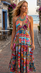 Tropical Escape Halter Maxi Dress - Rebecca James Clothing