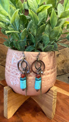 Turquoise Copper Chain Earrings - Rebecca James Clothing