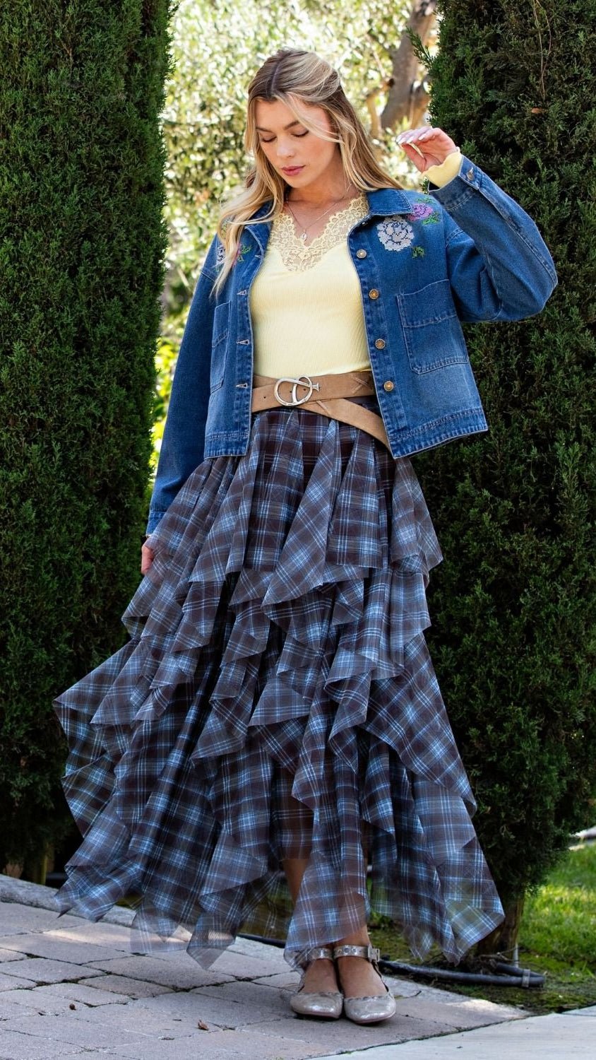 Twirl Around Plaid Mesh Ballarina Skirt - Rebecca James Clothing