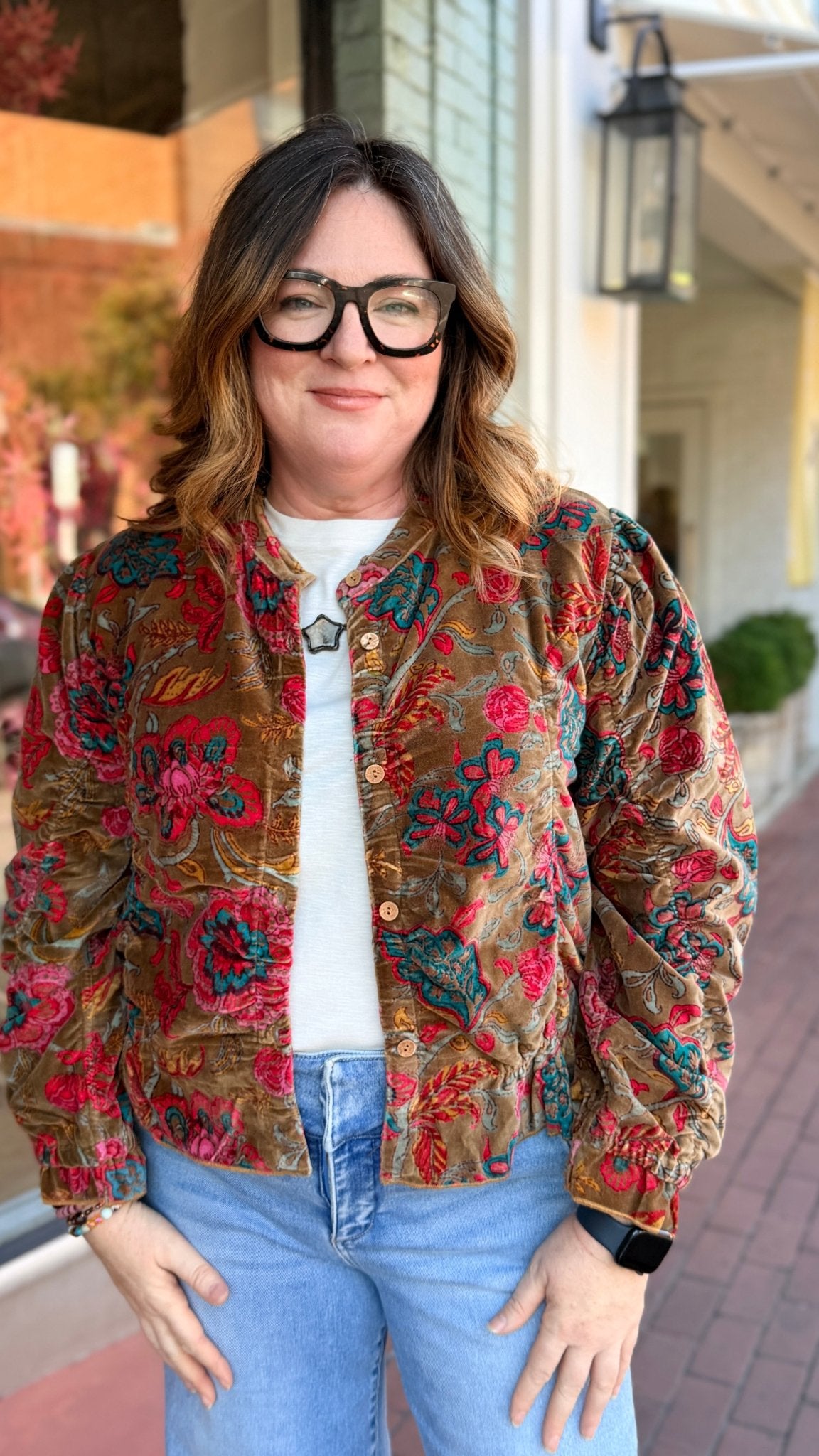 Velvet Floral Boho Bomber Jacket - Rebecca James Clothing