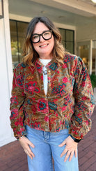 Velvet Floral Boho Bomber Jacket - Rebecca James Clothing