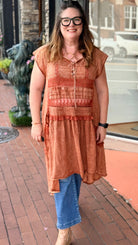 Wandering Soul Terracota Sheer Maxi Top - Rebecca James Clothing