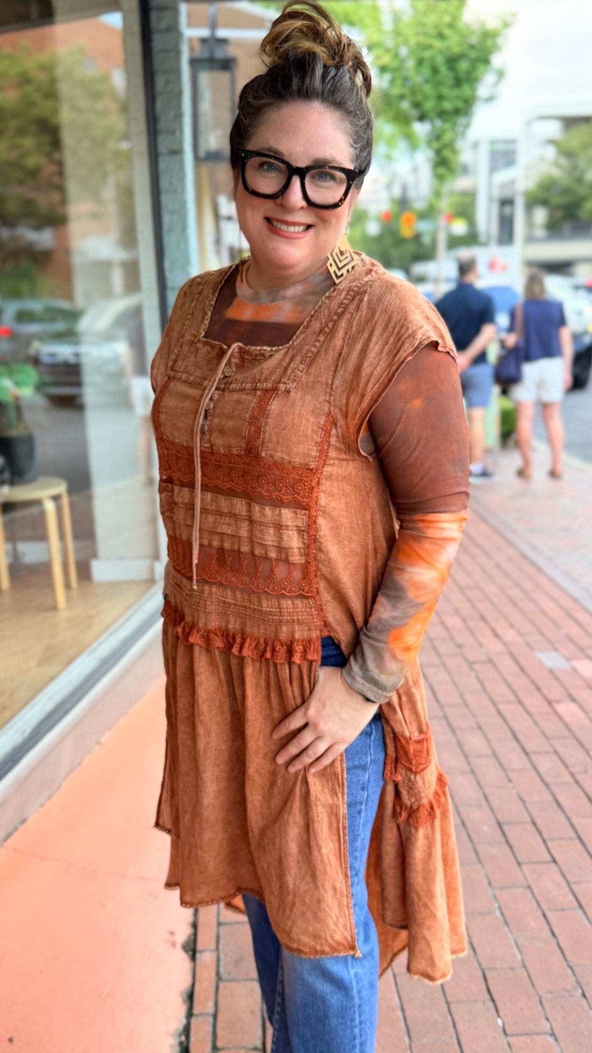 Wandering Soul Terracota Sheer Maxi Top - Rebecca James Clothing