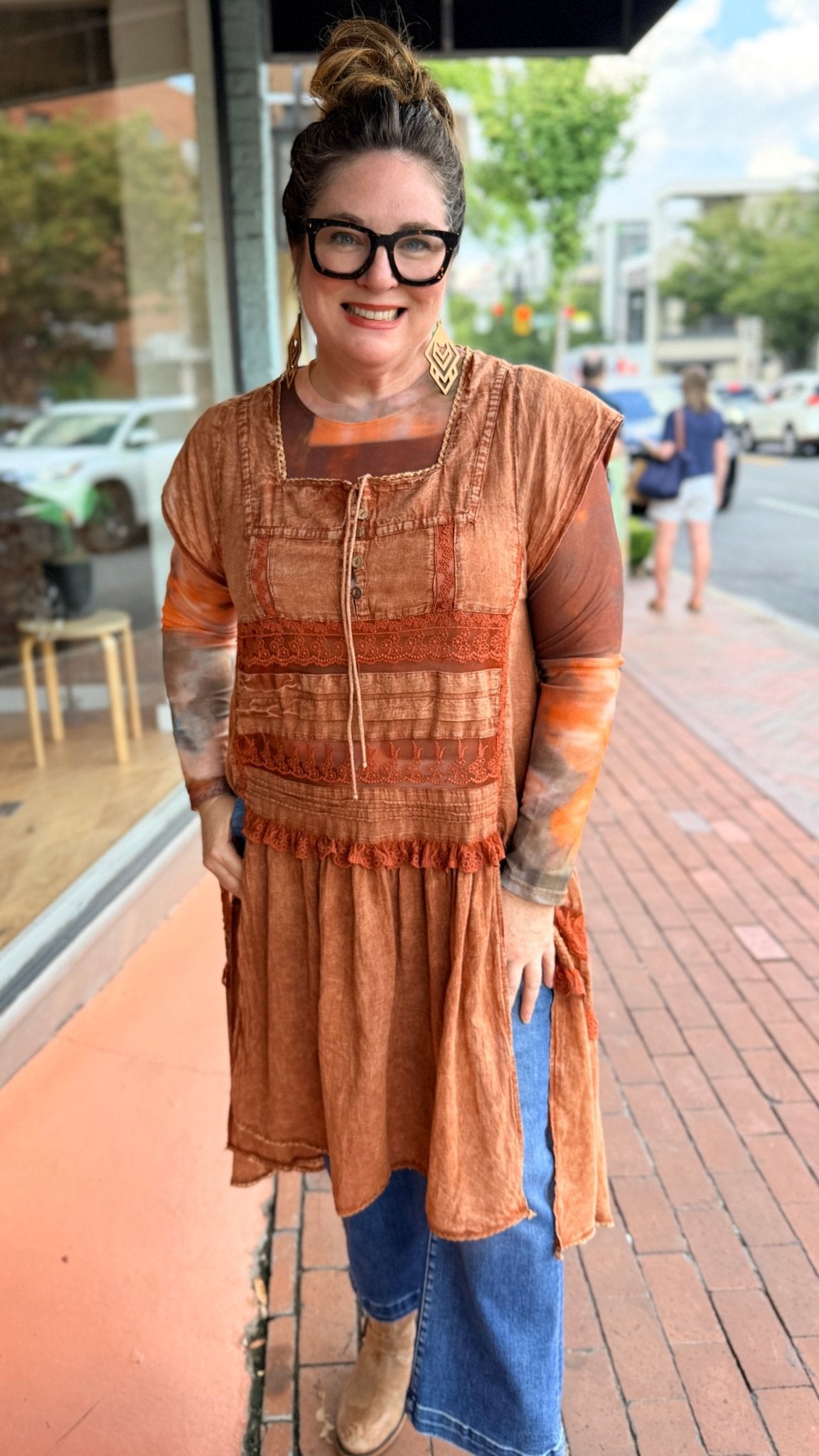Wandering Soul Terracota Sheer Maxi Top - Rebecca James Clothing