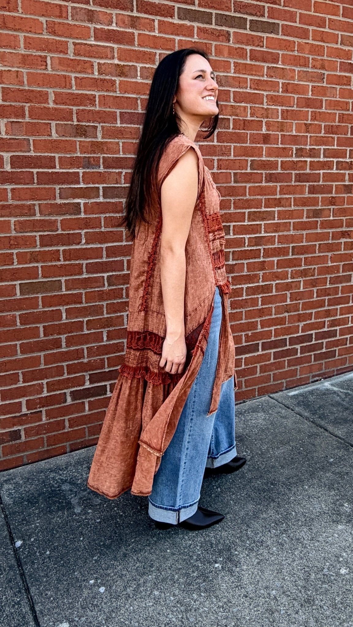 Wandering Soul Terracota Sheer Maxi Top - Rebecca James Clothing
