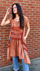 Wandering Soul Terracota Sheer Maxi Top - Rebecca James Clothing