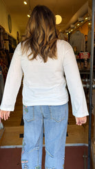 White Cotton Long Sleeve Top - Rebecca James Clothing
