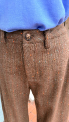 Wide Leg Brown Herringbone Pants - Rebecca James Clothing