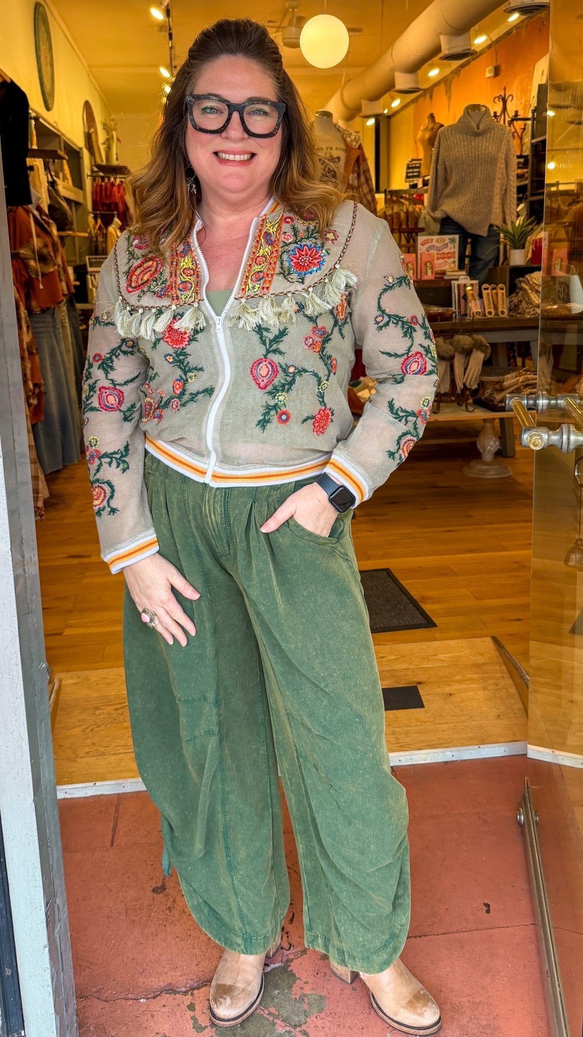 Willow Mineral Wash Ruched Wide Leg Pants – Olive Pleated Trousers - Rebecca James Clothing